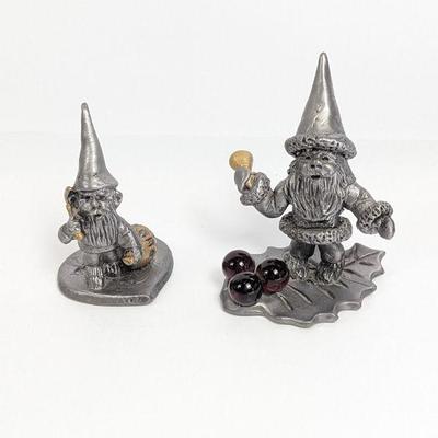Two Pewter Gnomes
