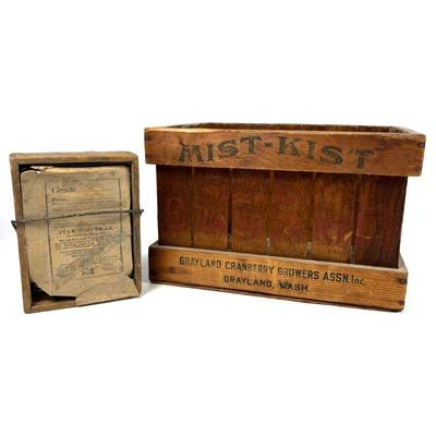 Vintage Mist-Kist Wood Cranberry Crate & Antique Wood Star Egg Tray