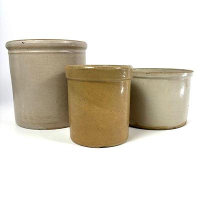 Three Vintage Stoneware Crocks