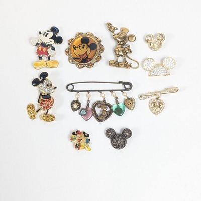 Lot of 10 Disney Mickey Mouse Brooches Pins