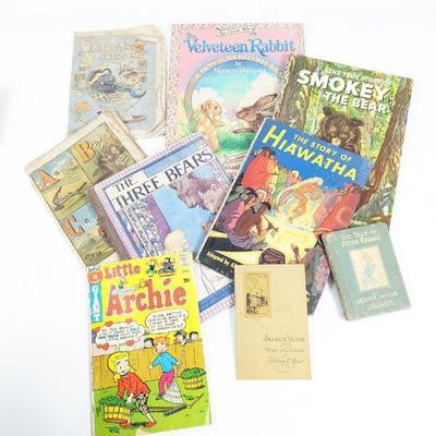 Vintage Children's Books, Including Cloth ABCs and Little Archie Comic