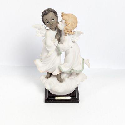 Vintage Giuseppe Armani Signed Black & White Angels Capodimonte Italian Porcelain Figurine