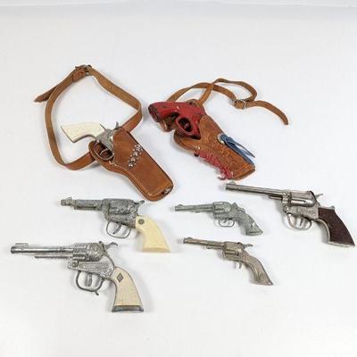Vintage Toy Gun Lot with Two Holsters