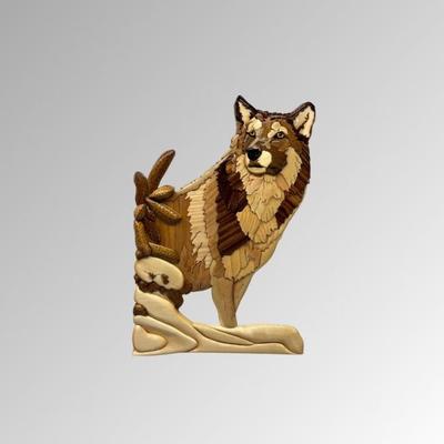 Wolf Intarsia Wood Art 