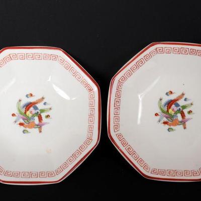 Pair of Chinese Octagonal Porcelain Phoenix Plates