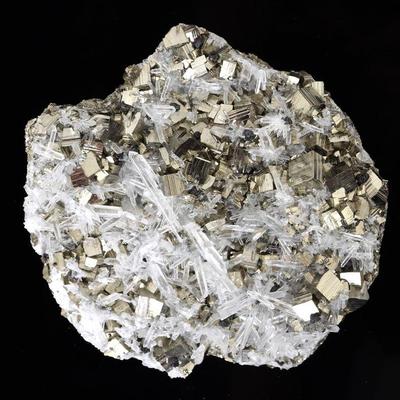 Cubic Pyrite, Sphalerite and Quartz Crystal Mineral Specimen