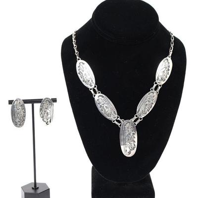 Sterling Silver Native American Necklace & Earring Set
