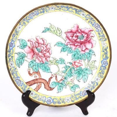 Chinese Enameled Peony Plate