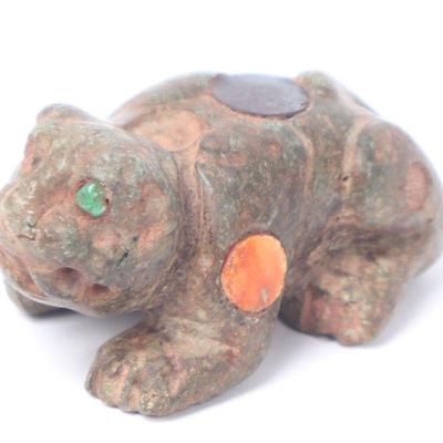 Pre-Columbian Jade Miniature Jaguar w/ Inset Stone Spots
