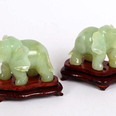 Pair Chinese Hardstone Elephants