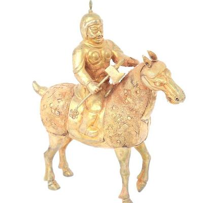 Chinse Cloisonne Ready Warrior on Horseback