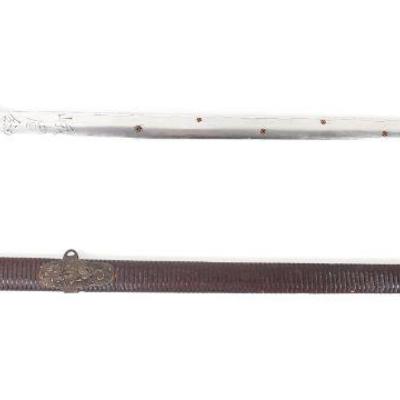 Vintage Chinese Double-Edge Straight Sword w/ Scabbard