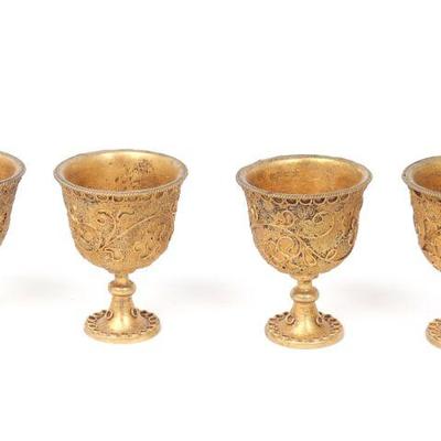 Chinese Copper Miniature Goblets, Cloisonne Ready