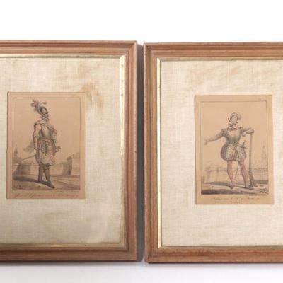(2) Lithographs' of King's Soldiers in Armour