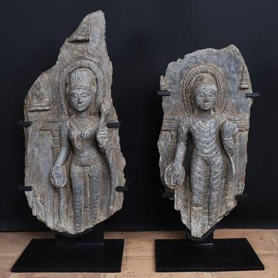 12th C. Indian Pair Goddess Tara and Buddha Stele