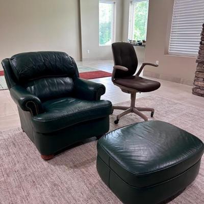 Leather Chair and Ottoman by Distinction Leather