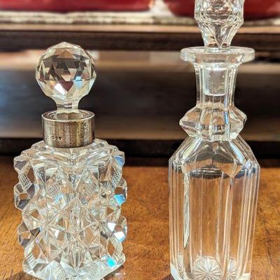 English crystal and silver bottles