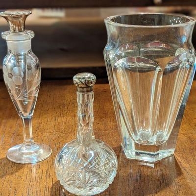 La Pierre Perfume bottle and Baccarat vase