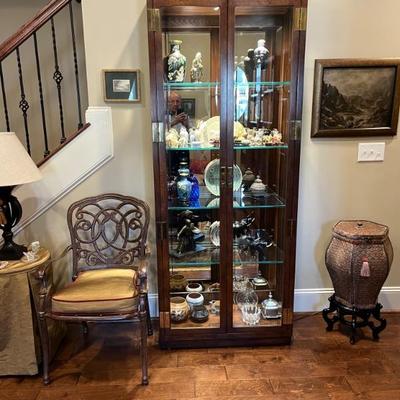 Cast aluminum chair & curio