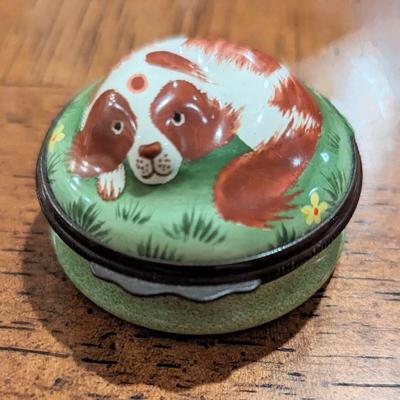 Halcyon Days King Charles Spaniel Bonbonniere Enamel Box