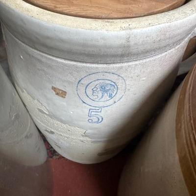 Antique Louisville Pottery Indian Head #5 Butter Churn