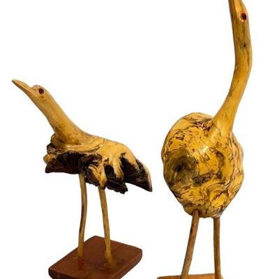 Two Mid Century Driftwood Bird Sculptures
