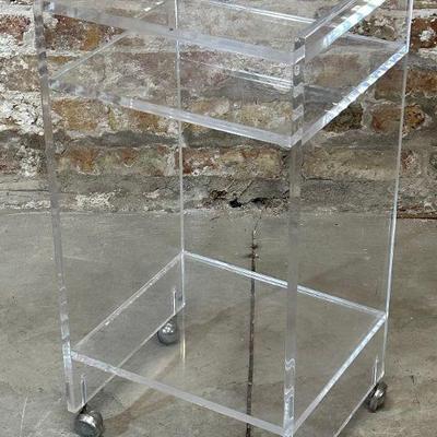 Mid Century Lucite Rolling Side Table
