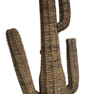 Life Size Wicker Rattan Cactus Sculpture
