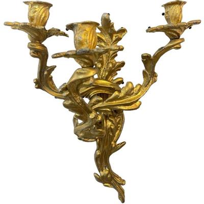 Vintage Rococo Style Brass Wall Sconce
