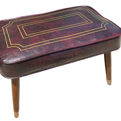 Mid Century Leather Footstool
