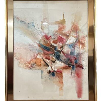 Mid Century Abstract Watercolor on Paper
