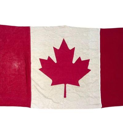Vintage 1950s Large Fabric Flag Canada
