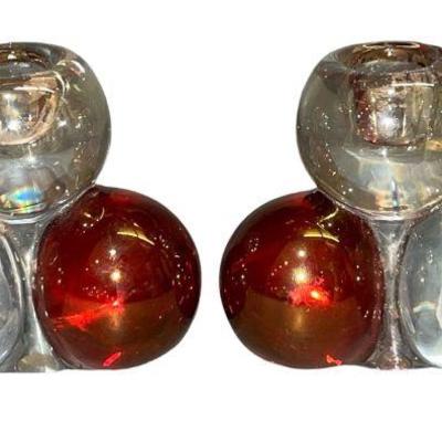 Mid Century WESTMORELAND Ball Candleholders, Pair
