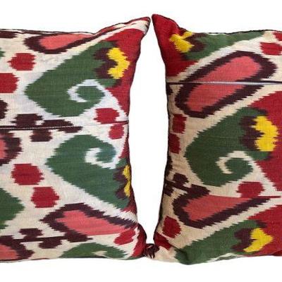 Two Ikat Pattern Throw Pillows
