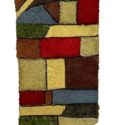 Mid Century Abstract Hook Rug Wall Hanging
