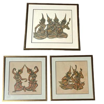 Three Thai Temple Rubbings
