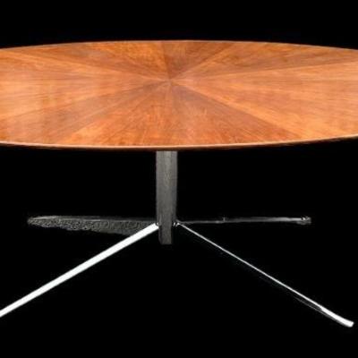 STOW DAVIS Mid Century Sunburst Dining Table, FLORENCE KNOLL Base
