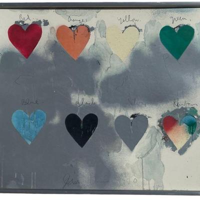 JIM DINE Eight Hearts Pop Art Lithograph
