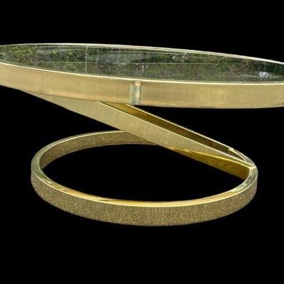 MILO BAUGHMAN Smoked Glass and Brass Coffee Table
