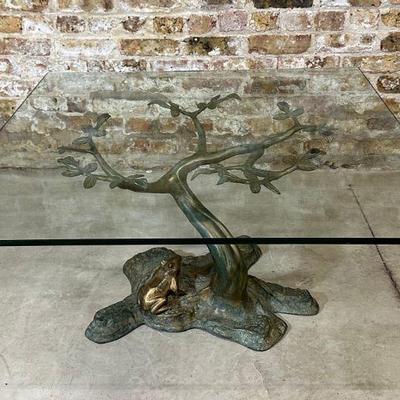 LA BARGE Bronze Coffee Table, WILLY DARO Attr.
