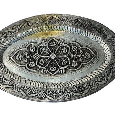 Middle Eastern Brass Serving Platter Tray
