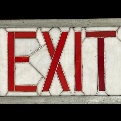 Vintage Stained Glass Exit Sign
