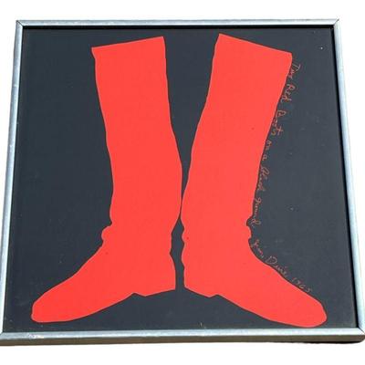JIM DINE Red Boots on Black Ground Framed Print
