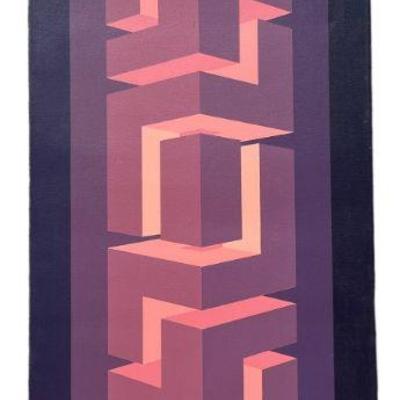 BRIAN HALSEY Signed Op Art "DYNON" 1980, Acrylic on Canvas
