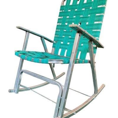 Mid Century Aluminum Strap Patio Rocking Chair

