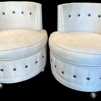Vintage Art Deco Slipper Club Chairs, Pair
