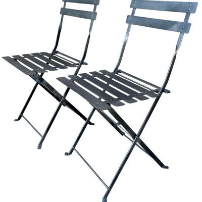 Metal Folding Bistro Chairs, Set of 2
