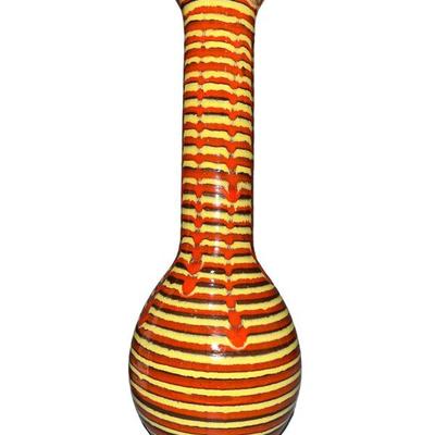 Mid Century Czechoslovakian Striped Ceramic Vase
