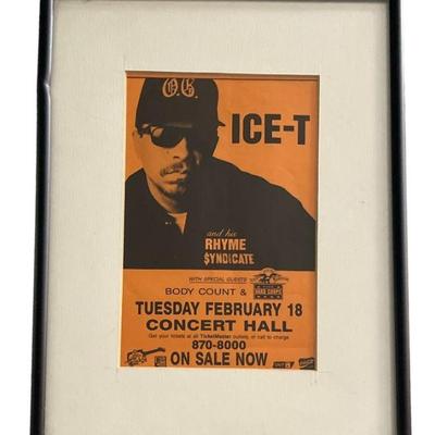 ICE T & HIS RHYME SYNDICATE Canadian Concert Hall Poster, 1992
