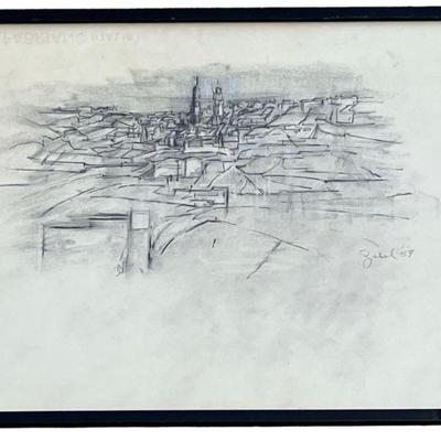 ZUBEL KACHADOORIAN Mid Century Cityscape Sketch
